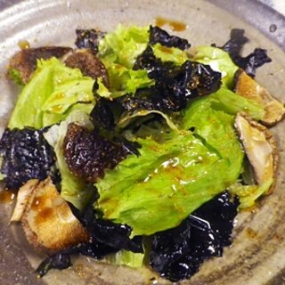 焼き椎茸レタス海苔の簡単サラダ